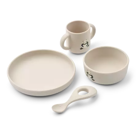 Liewood Vivi silikoni astiasto, panda - Juomapullot, astiat ja aterimet - LW15135pa - 1